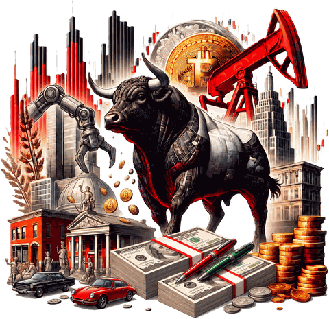 Bull statue over a city skyline representing investor lead categories